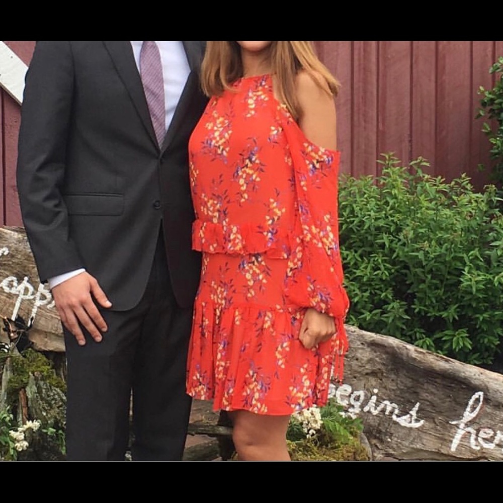 Floral Red Dress